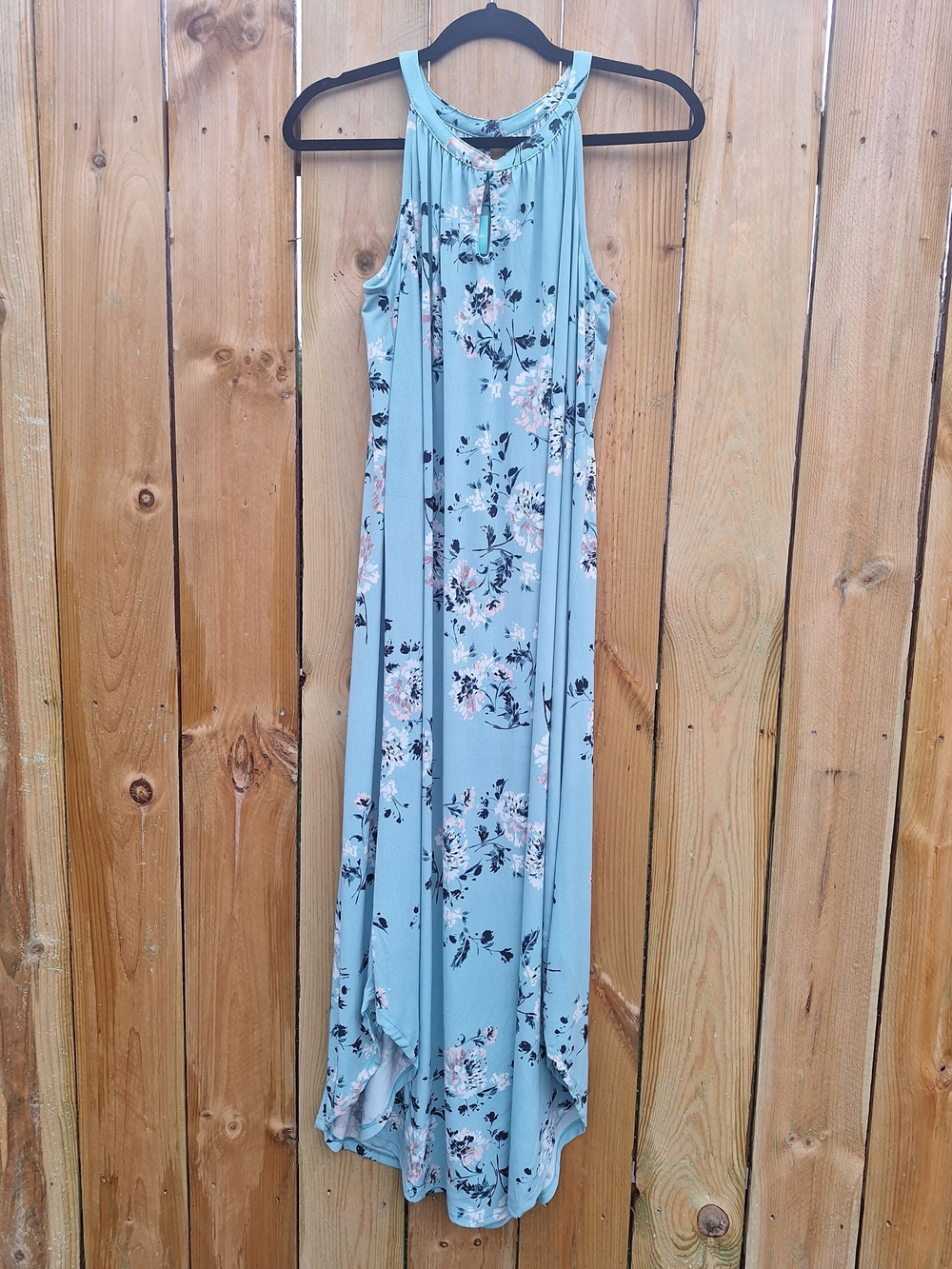 Maurices Light Blue Floral Halter Maxi Dress Size Large NWT